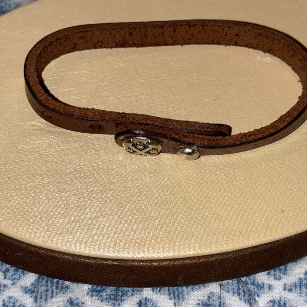 Brown Leather Bracelet with Silver Clasp bible verse